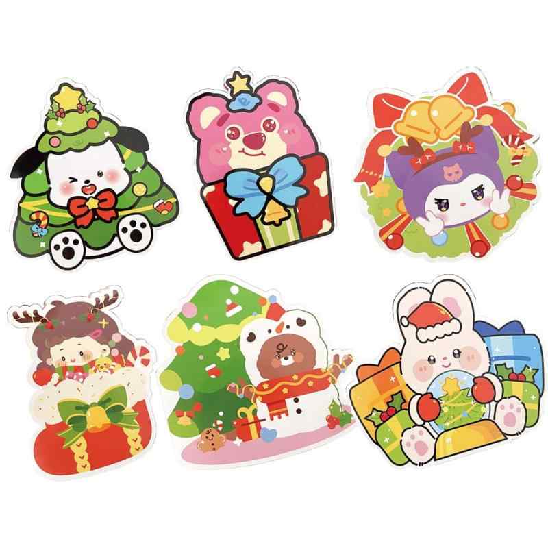 クリスマス カード ポチャッコ グリーティングカード メッセージカード 二つ折り 年賀状 クリスマスツリー クロミ クリスマス飾り 雪だるま ポストカード 6種類 6枚セット