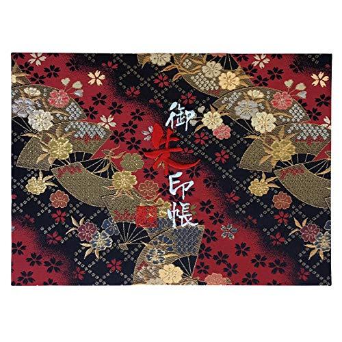 千糸繍院 御朱印帳WL【紅扇桜】西陣織 金襴装丁/刺繍文字 蛇腹式48ページ 見開き大判高価な西陣織の金襴生地で装丁した全48ページの蛇腹式の見開き大判サイズの御朱印帳です。表紙の「御朱印帳」文字はカッコイイ筆文字書体を刺繍で仕上げていますので、文字に立体感があります。本文（ご朱印ページ）は、レギュラータイプの上質で厚みのある白色奉書紙もしくは当店が御朱印帳専用に抄いたオリジナルで、白色奉書紙より更に厚みがあり墨書きに最適で裏写りの少ない生成りの特選奉書紙の2種ございます。手漉きの和紙でお包みしています。サイズ：約25cm×18.2cm×1.7cm／ご朱印スペース：全48ページ（表紙の裏の貼り付けたページを含みます。）
