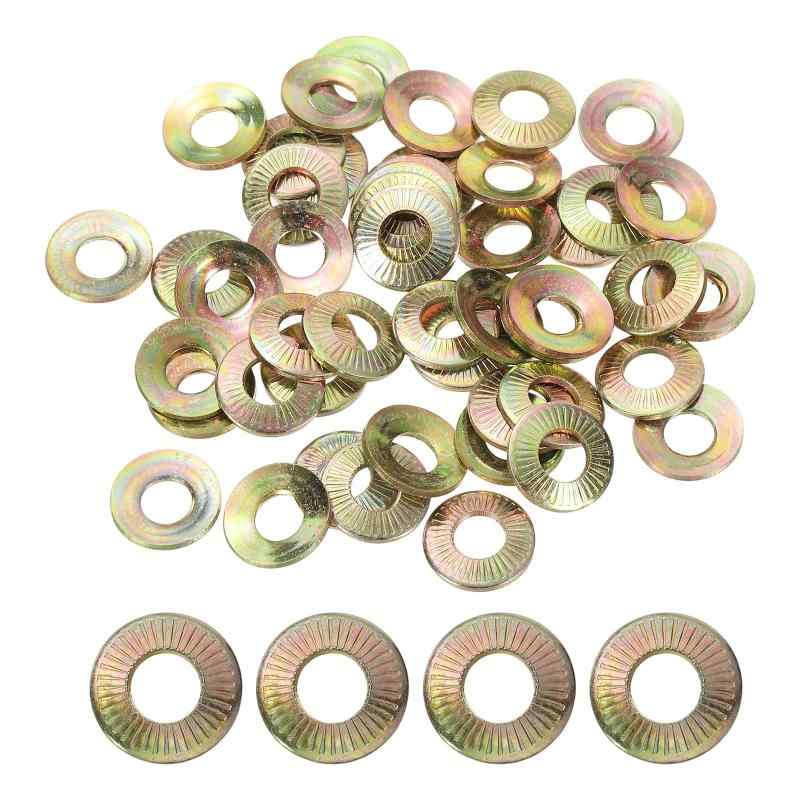 PATIKIL M6×14×1.2mmフラットワッシャー50個65M n鋼ベルビルスプリングディスクワッシャー円錐形ナットメトリックガスケット自動車産業建設用（イエロージンクメッキ）