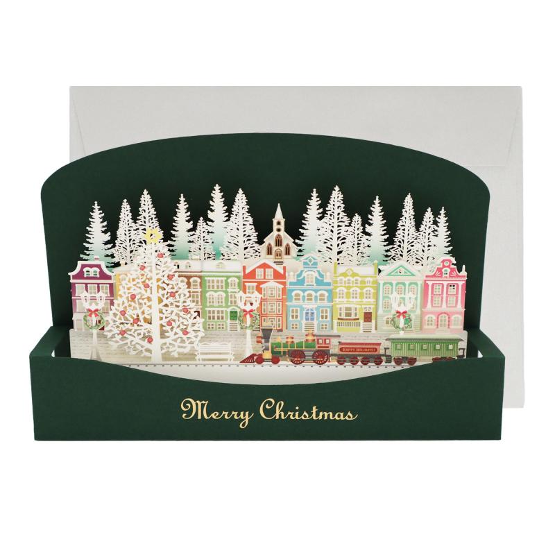 Other - 日本 製 立体 クリスマス カード 街 リーフ ワーク カンパニー ポップアップカード 封筒 付き メッセージカード 3D おしゃれ お祝い グリーティング 大人 向け ハンドメイド 手作り セット プ