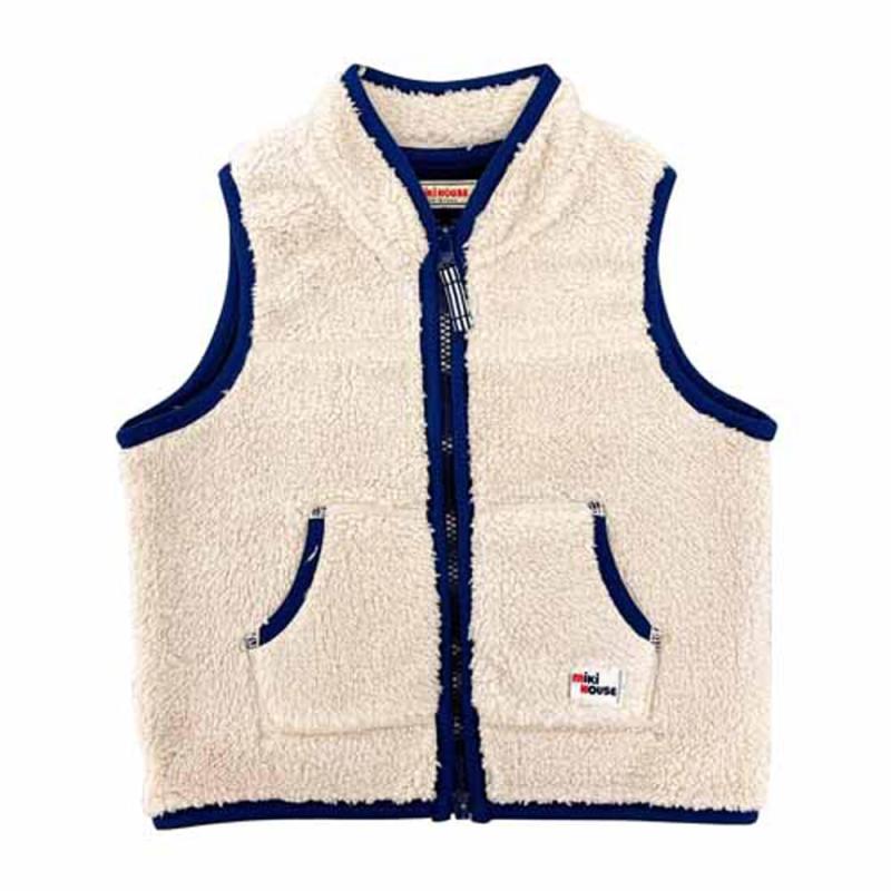 Rakuten - [ミキハウス] シープフリース ボンディング ベスト(80cm・90cm・100cm・110cm・120cm・130cm・140cm・150cm (ベージュ, 110cm)