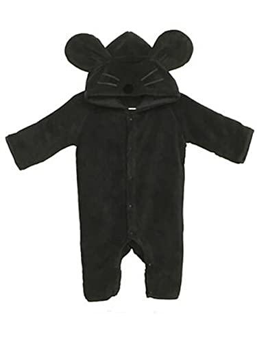 Maternity Foods - ベビー ファッション ロンパース 両面タオル フリース カバーオール ねずみ 795007 ブラック サイズ80