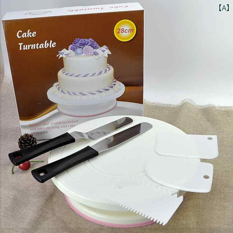 アマゾンクロスボーダー 6 点 セット ケーキ 表装 回転 台 セットプラスチックスクレーパークリームスクレーパー