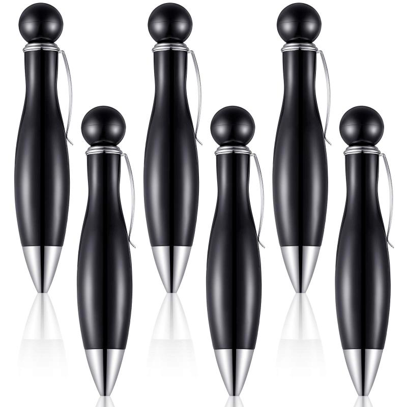 Outus ショート&amp;ファットボールペン 6本 振戦 関節炎 パーキンソン ビッグファットペン エレガントなブラックバレル ブラックインクミニインクペン付き