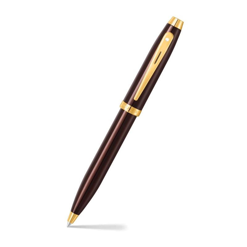 Sheaffer 100 9370 光沢コーヒーブラウン ボールペン PVDゴールド調トリム, WP33791