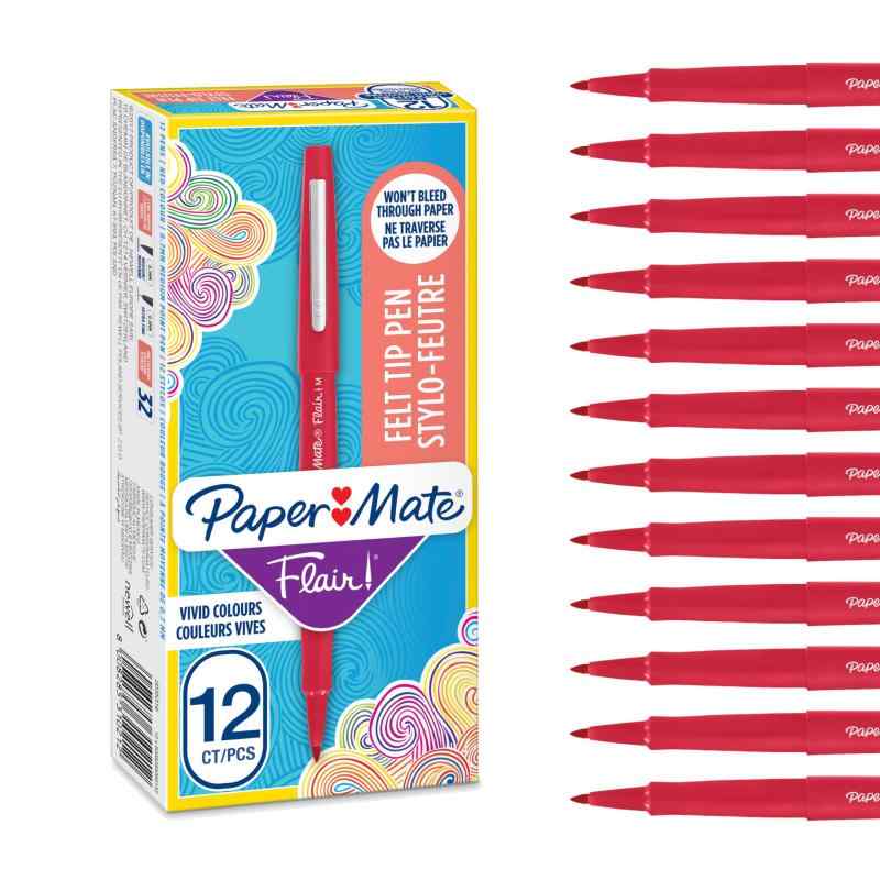 乐天商城 - Papermate Flair Original FTP M Red (Box of 12) ペン (並行輸入品)