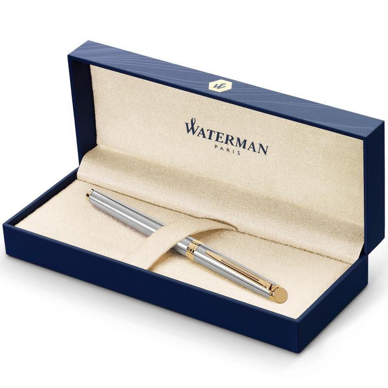 Waterman Hemisphere Gift Box includes Fine Nib Gold Trim Roller Ball Pen - Stainless Steel/ Black - Refill ローラーボールペン (並行輸入品)
