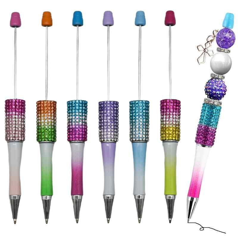 Maydahui おしゃれ グラデーション カラー ビーズ ボールペン 12本セット 油性 クリエイティブ 学校 教室 DIY かわいい 文房具用品 手帳用 可愛い 子供 学生 クリスマス ギフト 結婚式の記念品(