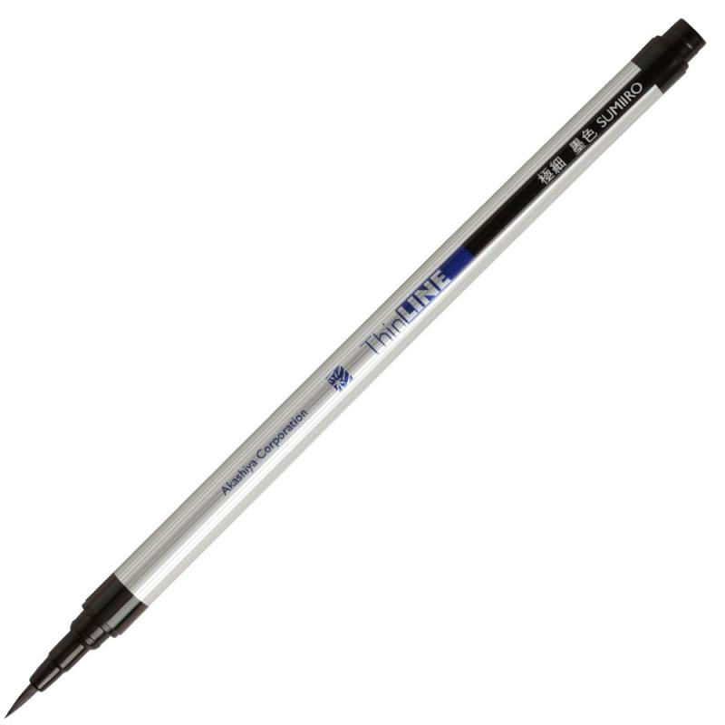 あかしや 筆ペン 極細毛筆 彩 ThinLINE 墨色 5本セット TL300-01-5P