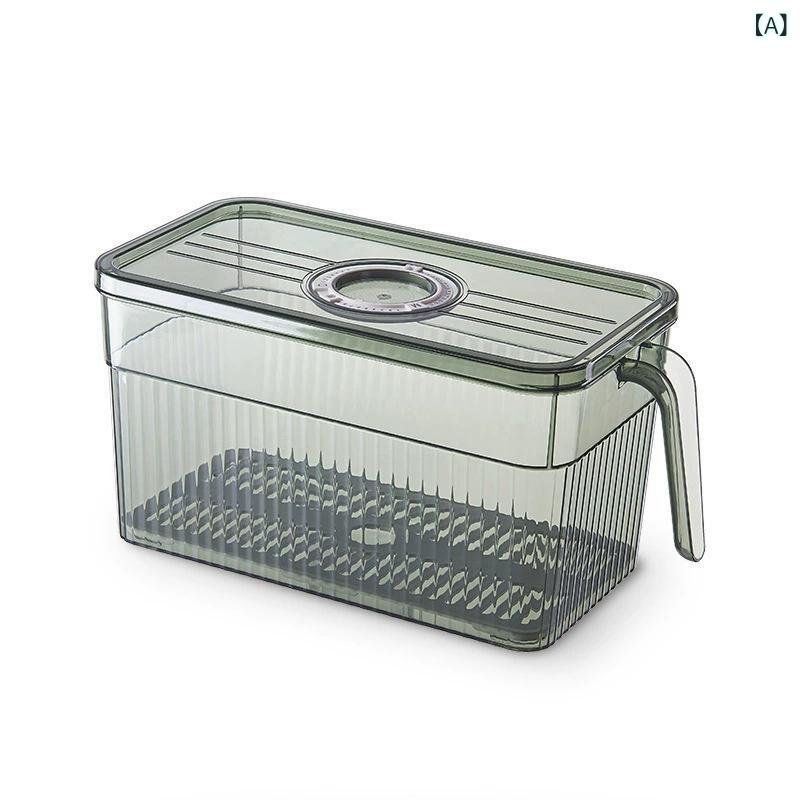 Slim Kitchen Racks - 冷蔵庫 キッチン 収納 神器 密封 長方形 プラスチック 果物 分類 整理 野菜 PET 保冷 箱 新型