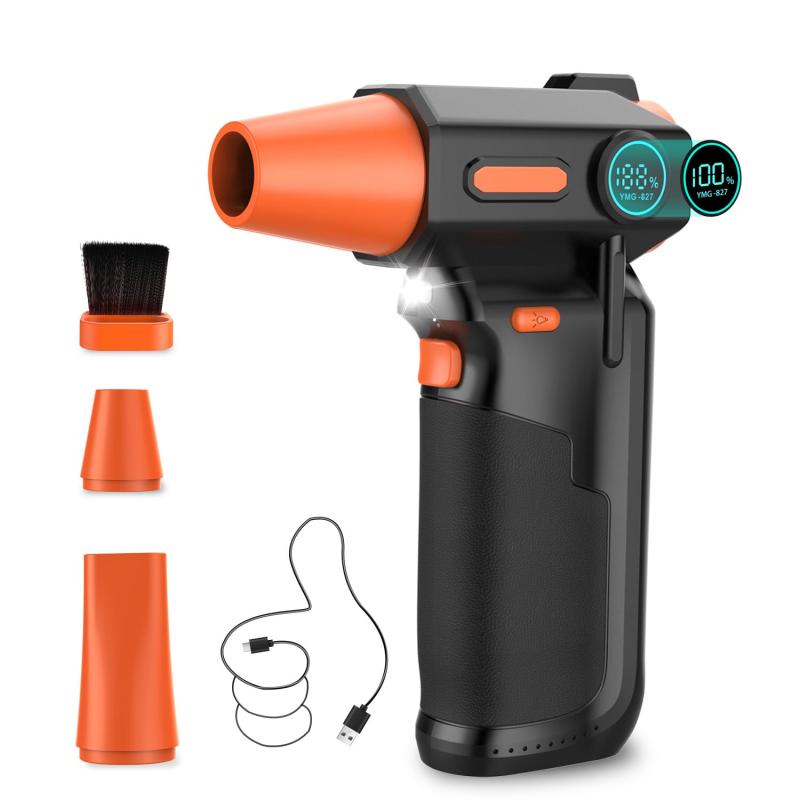 エアダスター 電動エアダスター ブロワー 小型 洗車 【150/m/sを超える暴風 300,000RPM超強風速%残量表示】ブロワー 小型 小型で強力 3種類ノズル付き 6000mAh大容量バッテリー USB-C充電式 ブラシ
