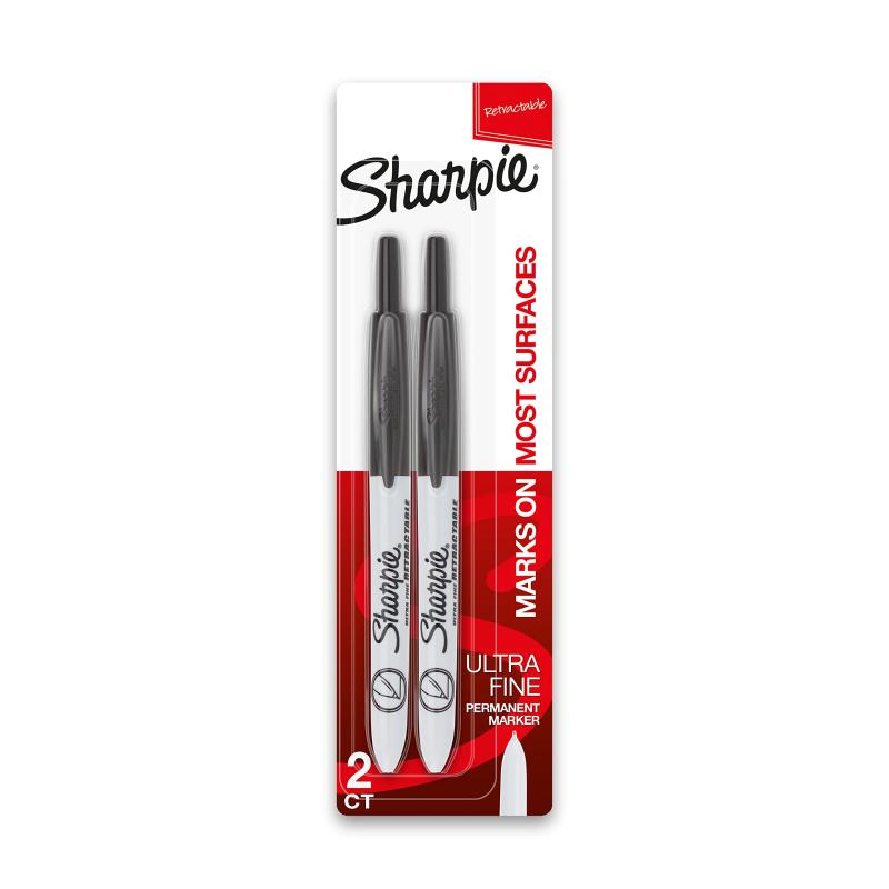 [シャーピー]Sharpie Retractable Ultra Fine Point Permanent Markers, 2 Black Markers 1735801 [並行輸入品]