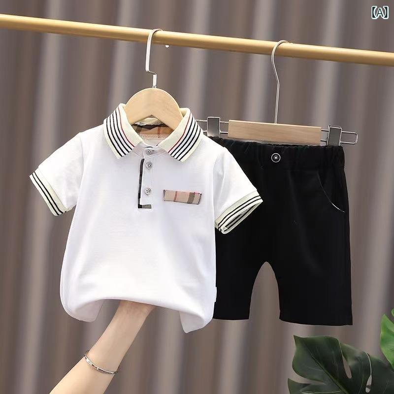 夏服 男 宝 季 服 1 - 2 - 3 - 4 歳 半袖 カバー 乳幼児 洋 気分 体 2 点 セット アマゾン 熱