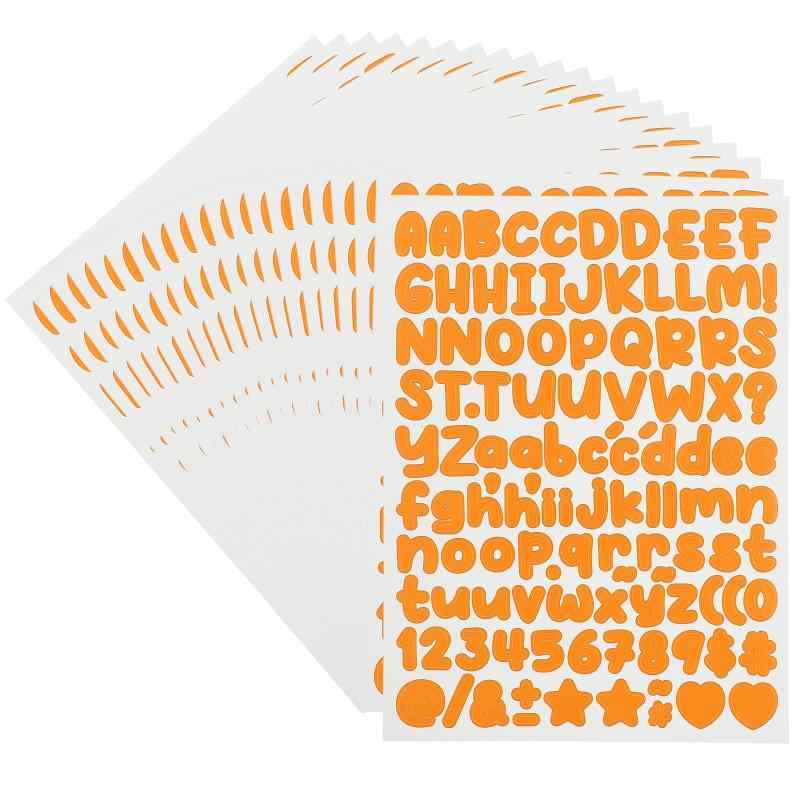 Rakuten - PATIKIL 30シート レターステッカー 3360個 1/2" 小さなビニール文字ステッカー メールボックス ポスターボード スクラップブッキング ボトル 教室 装飾用 オレンジ色