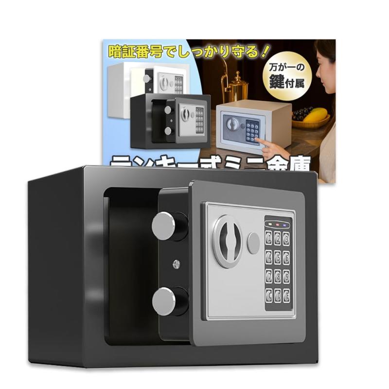 Nicheez 電子金庫 小型 デジタル テンキー式 家庭用 ミニ金庫 盗難防止 緊急キー付き 壁付け ホテル オフィス 日本語説明書
