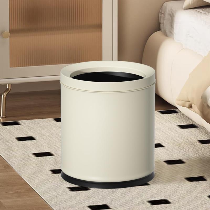 9Lのオープンメタルゴミ箱、和風円形二重ゴミ箱、白と黒の家庭用ゴミ箱は、バスルーム、リビングルーム..
