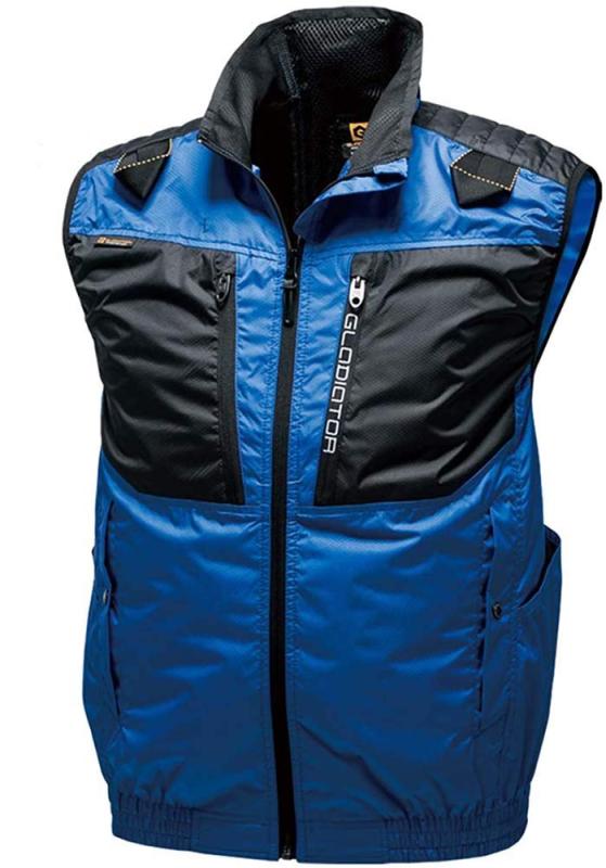 [Cooling Wear] コーコス 【G-5519】空調風神服エアーマッスルⓇチタンベスト 服のみ／オリジナルステッカー付 (6.ブルー, S)