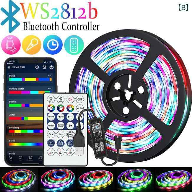 5 V カラフル USB ライト ストリップ RGB 点滅 変色 ws 2812 b Bluetooth 流水 ラ...