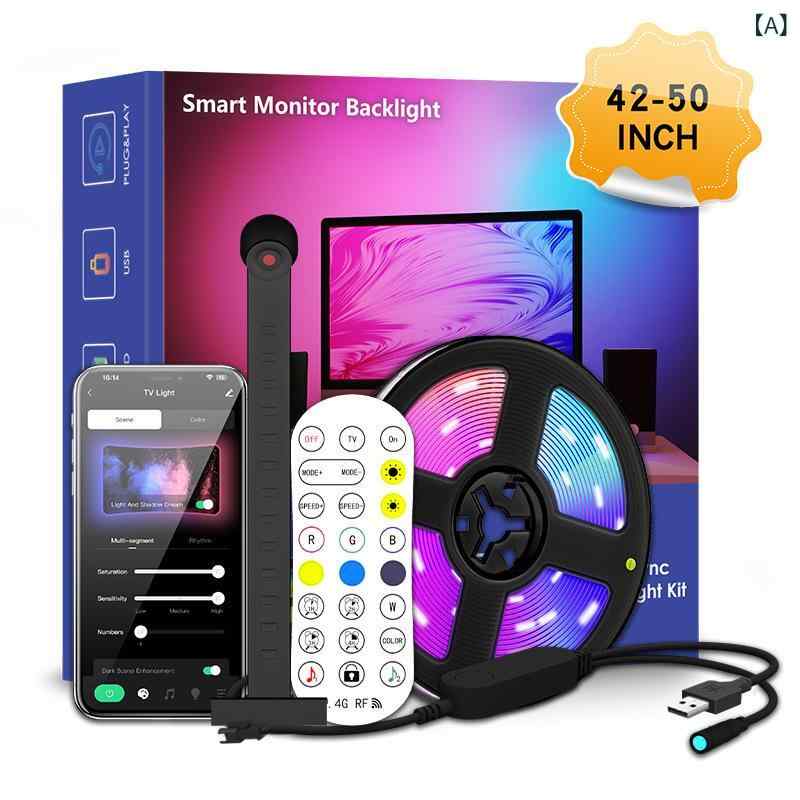 カメラカラーブルーントゥーブルーテレビ 同期 スクリーン追 光 幻 彩 RGB 雰囲気 ライト、 背景 用 粘着 テープ 付き、 越境 販売