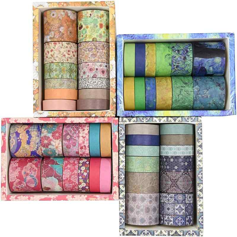 季節や用途に合わせて使えるマスキングテープセット デザインマステ 無地マステ おしゃれ3cm幅×2巻,2cm幅×2巻,1.5cm幅×2巻,1cm幅×6巻の合計12巻入っています。長さは全て3メートル。海外製(中国)のマスキングテープセット。...