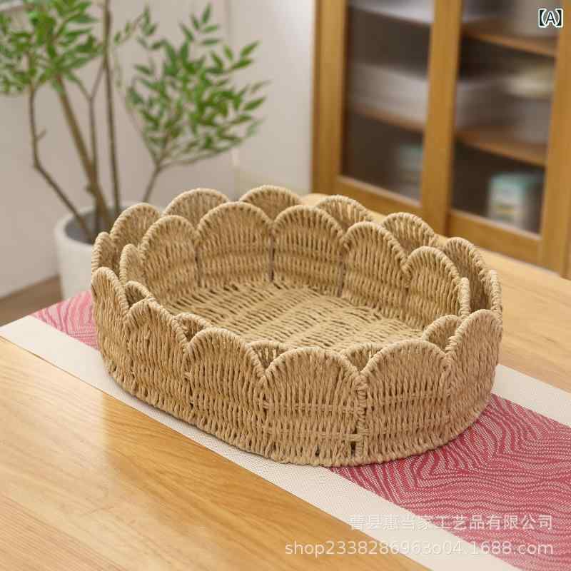 Laundry Containers - 牧歌 的な 籐 収納 バスケット 手織り 紙 ロープ 収納 バスケット デスク トップ 雑貨 収納と 整理 トレイ