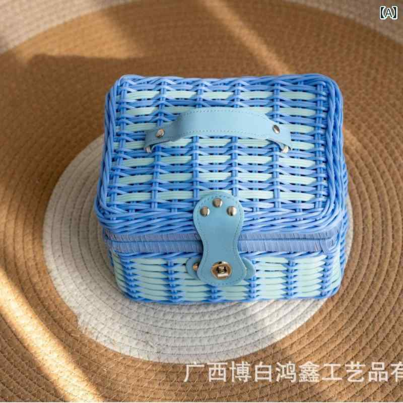 Laundry Containers - 多色の 子供の 藤 編みの 手提げ かごの 歳の 満月の 贈り物の 箱の 幼稚園の 赤ちゃんの 手提げ 箱の 結婚の 道具は かごを 編みます。