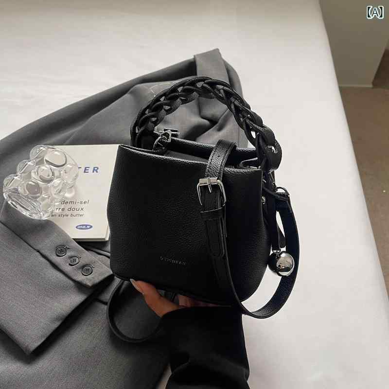 高級 感の ある 手提げ バケツ バッグ 2024 新型 韓国 版 ソフト 皮 レイシ 紋大 容量 シングル ショルダーバッグ 潮