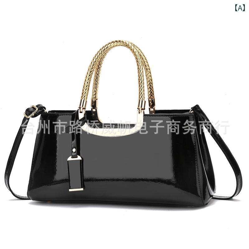 樂天商城 - 2025 年 欧米 ファッション 光沢 漆 皮 ハンドバッグ 女性 用 ショルダーバッグウェディングバッグ 花嫁 バッグ 宴会 バッグ 広州 卸売
