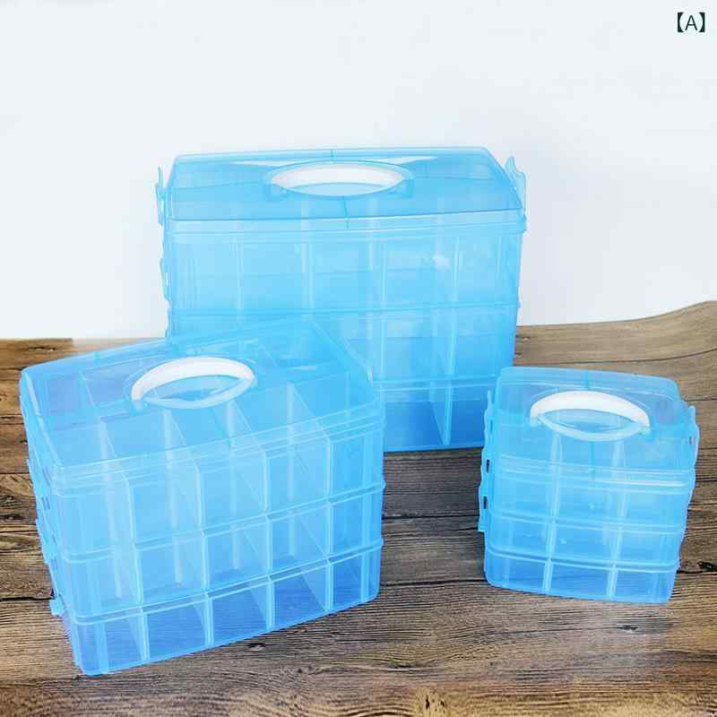 多層 重ね 可能 三 層 手提げ 児童 玩具 収納 ボックス 家庭 薬 箱 透明 蓋 付き プラスチック 整理 箱