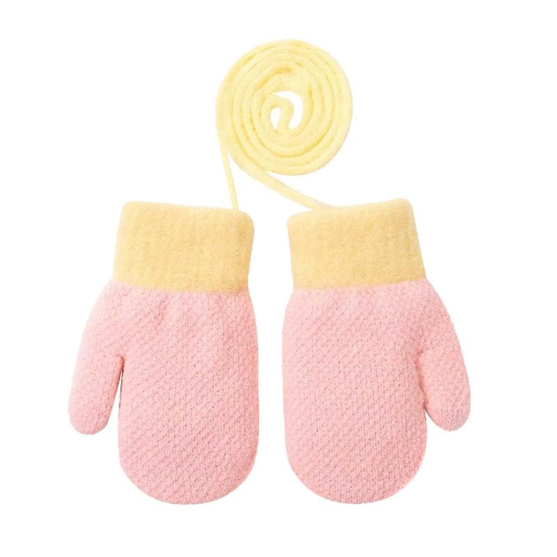 [ANNGEBALY] キッズニット手袋 ベビーミトングローブ 子供用手袋 赤ちゃん ベビーグローブ 2-5歳 紐付き あったか手袋 冬物 おしゃれ 可愛い ボア付き 防寒 保温 子供ミトン手袋 お出かけ 通園