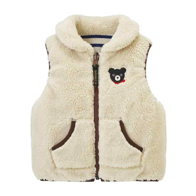 [ミキハウス] ミキハウスダブルビー ベスト ボア 防寒 リバーシブル 男の子 女の子 ベビー キッズ 子供服 63-5701-495