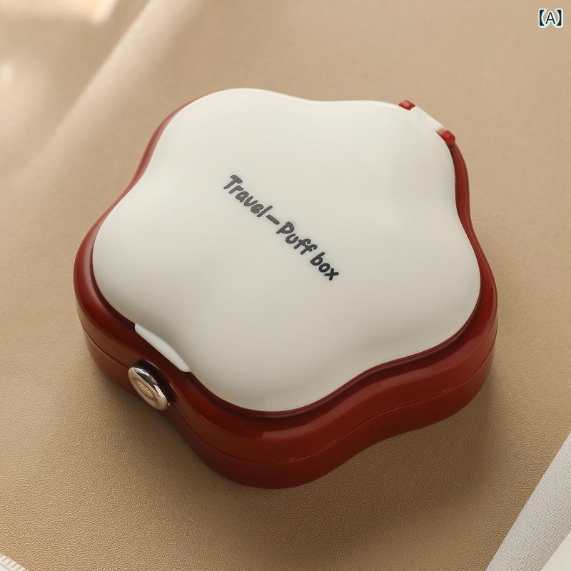 【 特許 取得 済み 正規 品】 ポータブルトラベルパフ 収納 ボックス 学生 通気 性 ミラー パフ 防塵 化粧 箱