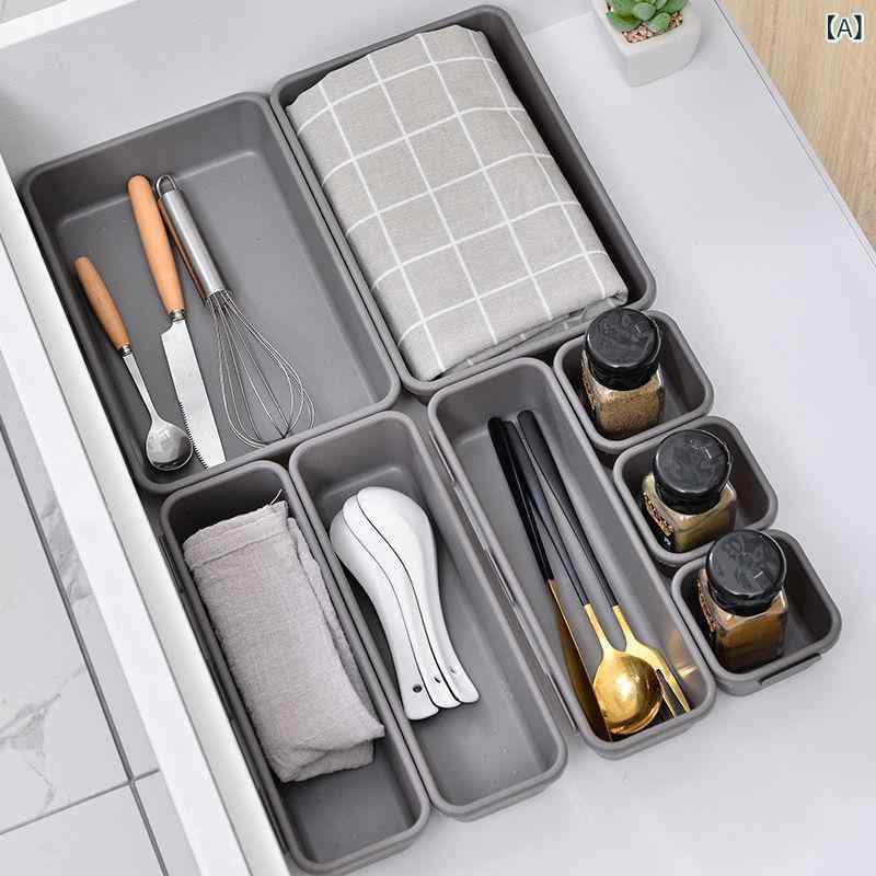 乐天商城 - 家庭 用品 引き出し プラスチック 収納 ボックス ワード ローブディバイダーアーティファクトコンビネーション 8 ピース 化粧 品 デスク トップ 収納 ボックス