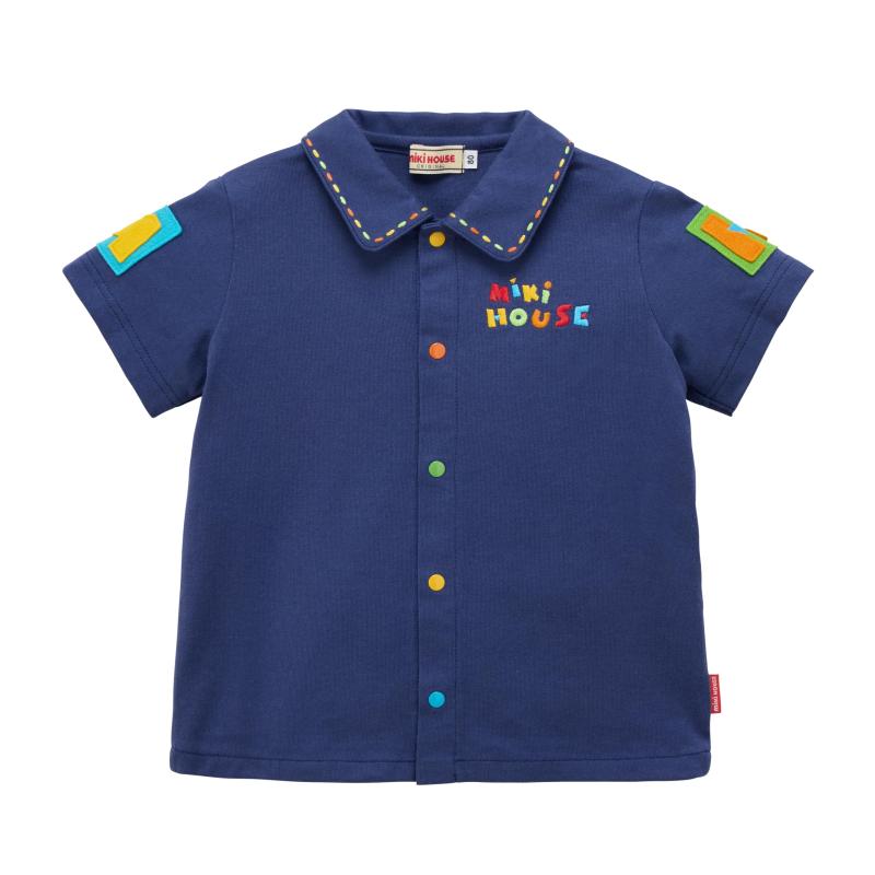 [ミキハウス] 半袖ブラウス 無地 ロゴ 日本製 綿100％ 男の子 女の子 ベビー キッズ 子供服 12-5404-792