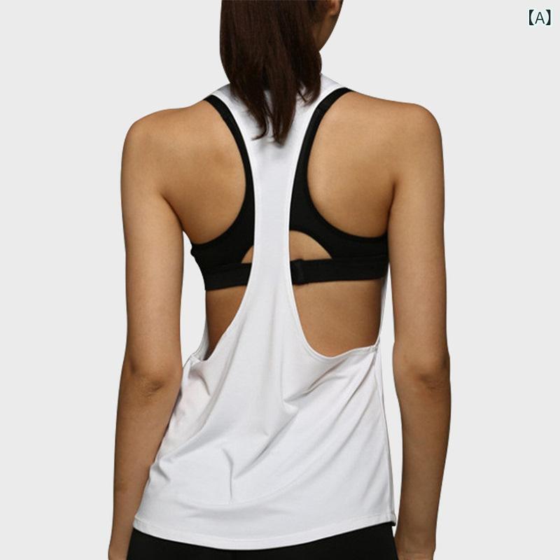工 字 運動 ベスト 半袖 女性 袖 なし ゆるい ランニングヨガフィットネス t シャツ 上着 ブラウス 外 着 速 乾