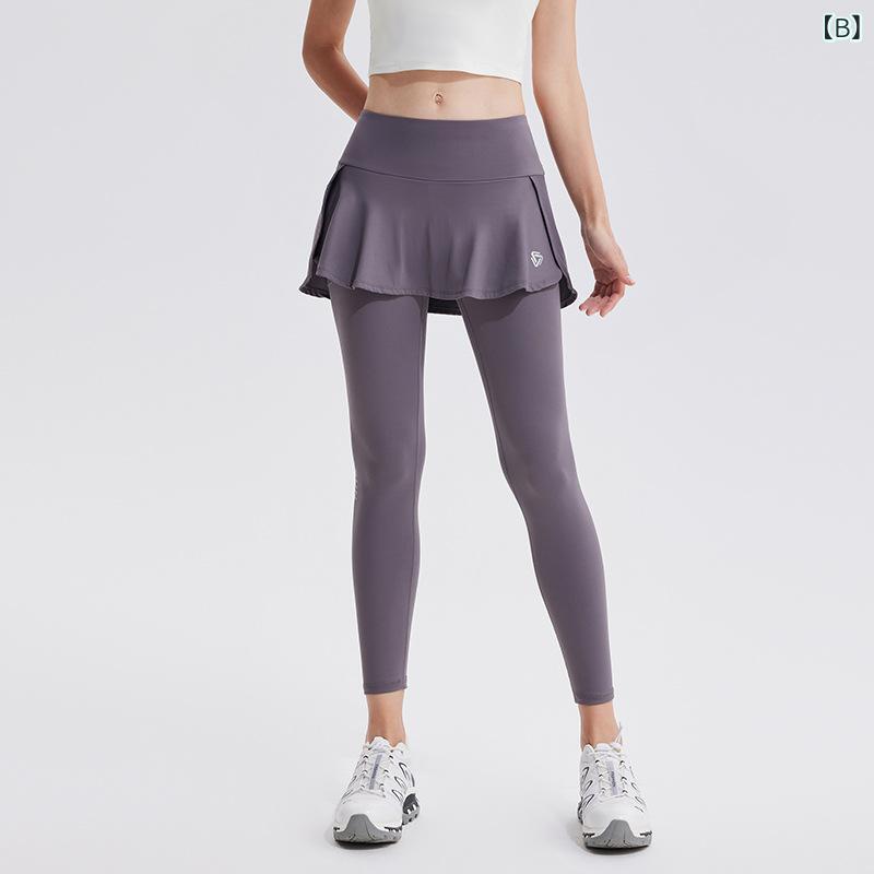 [偽 ツーピース パンツ ] キュロット ヨガ フィット ネス トレーニング 速 乾性 伸縮 性 通気 性 スポーツ ランニング パンツ 女性 用 C 009 2