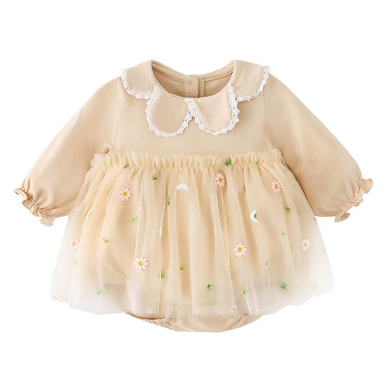 Other - [Reegoo Peter] ベビー服 カバーオール ドレス ボディースーツ チュールスカート 春 秋 女の子 新生児 子供服 刺繍 キク柄プレ 66 73 80 90