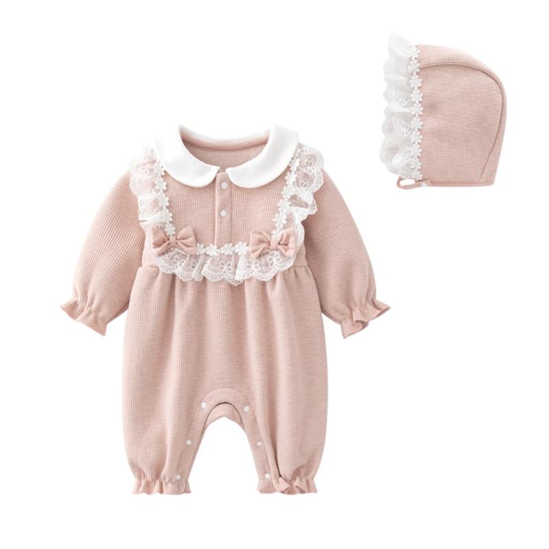 [Baby koi] ベビー服ロンパースチュール長袖春秋前開きカバーオールコットン女の子プレゼントパイナップル柄イエロー