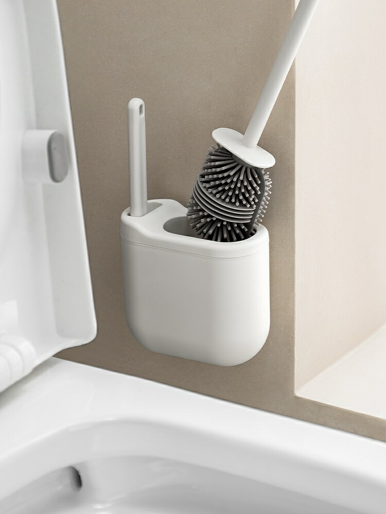 壁掛け式トイレブラシセット 2in1 トイレブラシ 収納 ケース付き 柔軟 TPR ヘッド 隙間ブラシ付属 多機..
