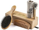 【中古】【輸入品・未使用】イノシシシ毛 ブラシセット レディース メンズ - 木製コーム & もつれヘアブラシ 女性用 ロング 厚手 薄型 細め カーリー 絡ま...