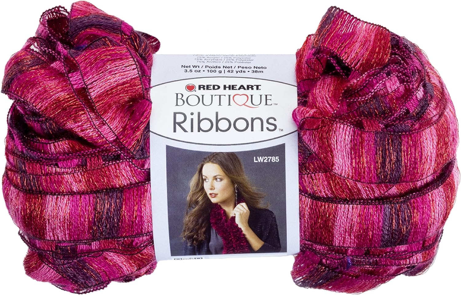 【中古】【輸入品・未使用】Coats Yarn RED HEART Ribbons 毛糸 極太 レッド系 100g 約38m