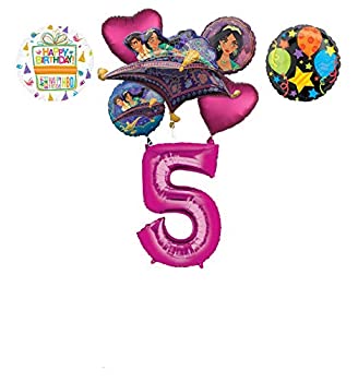 【中古】【輸入品・未使用】Mayflower Products アラジン 5歳の誕生日パーティー用品 プリンセスジャスミン バルーンブーケデコレーション ピンク 数字5