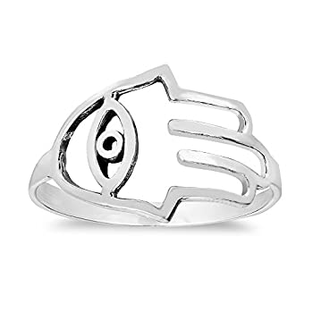 【中古】【輸入品・未使用】Hamsa Hand Evil Eye Protection。925スターリングシルバーバンドリング 【中古】【輸入品・未使用】Hamsa Hand Evil Eye Protection。925スターリングシルバーバンドリング