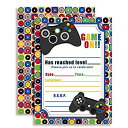 【中古】【輸入品 未使用】Game On Video Gamer Birthday Party Fill In Invitations カンマ Ten 13cm x 18cm Fill In Cards with 10 White Envelopes by AmandaCreation