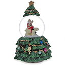 【中古】【輸入品・未使用】15cm Santa and Polar Bear in Rotating Christmas Tree Musical Snow Globe