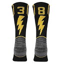【中古】【輸入品・未使用】KitNSox 大人用 ユース ミッドカーフ クッション チーム スポーツ 背番号 ソックス バスケットボール フットボール 野球 ゴールド/ブラック Shoe