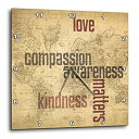 【中古】【輸入品・未使用】3dRose dpp_33723_3 Love and Kindness Matters 世界地図 インスピレーションアートウォール時計 15x15インチ