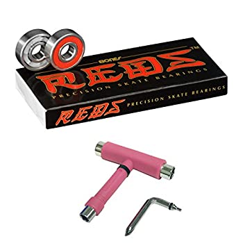 【中古】【輸入品・未使用】(Pink) - Bones Reds Bearings + Skate T-Tool + Spacers (Pink)