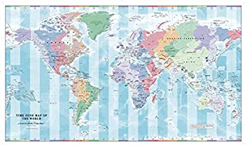 【中古】【輸入品・未使用】Time Zone 壁地図 世界地図 - 40インチ x 23.5インチ ラミネート加工