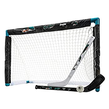 yÁzyAiEgpz(San Jose Sharks) - Franklin Sports NHL Team Licenced Knee Hockey Set - Includes 2 Mini Hockey Sticks and One Foam Mini Hockey Ball